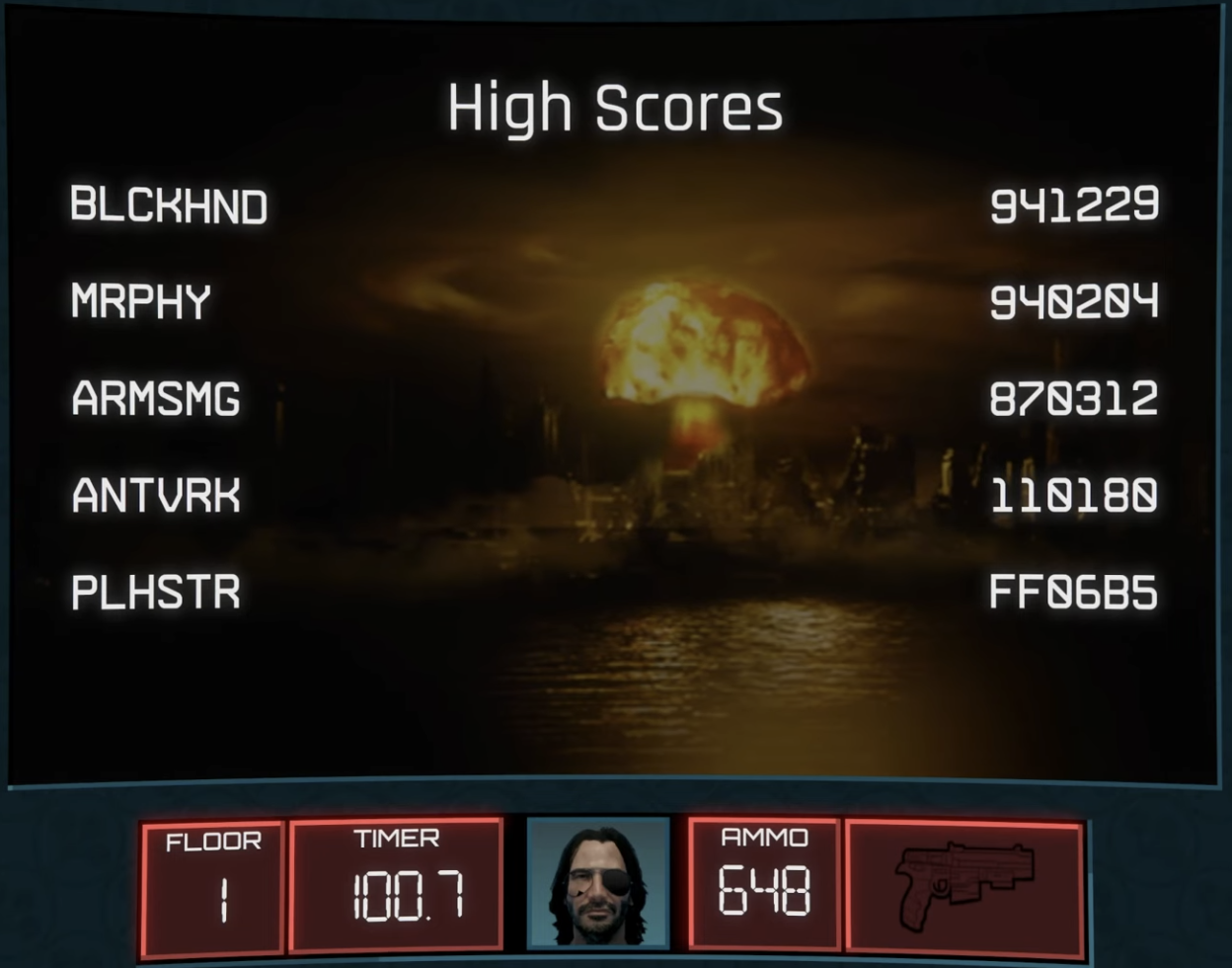 Arasaka Tower 3D high-score table